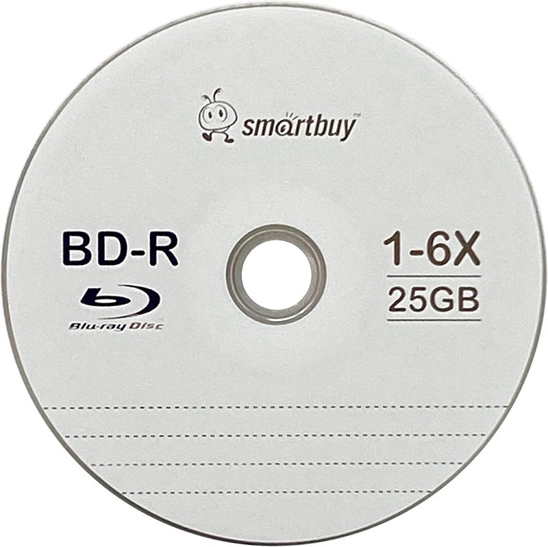 Smartbuy 50 قرص 25 جيجابايت 6X BD-R BDR بلو راي طبقة واحدة شعار السطح العلوي قرص بيانات فارغ قابل للتسجيل مع عبوة كيك بوكس/سبيندل - Image 3