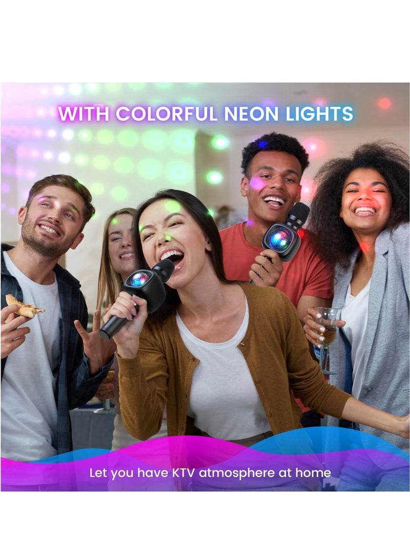 bopmen Wireless Bluetooth Kararoke Microphone, with Disco Ball Light, 4 Voice-Changing Modes, Handheld Mic Speaker, for Party/Adults/Kids, STAR 10 Balck - Image 5