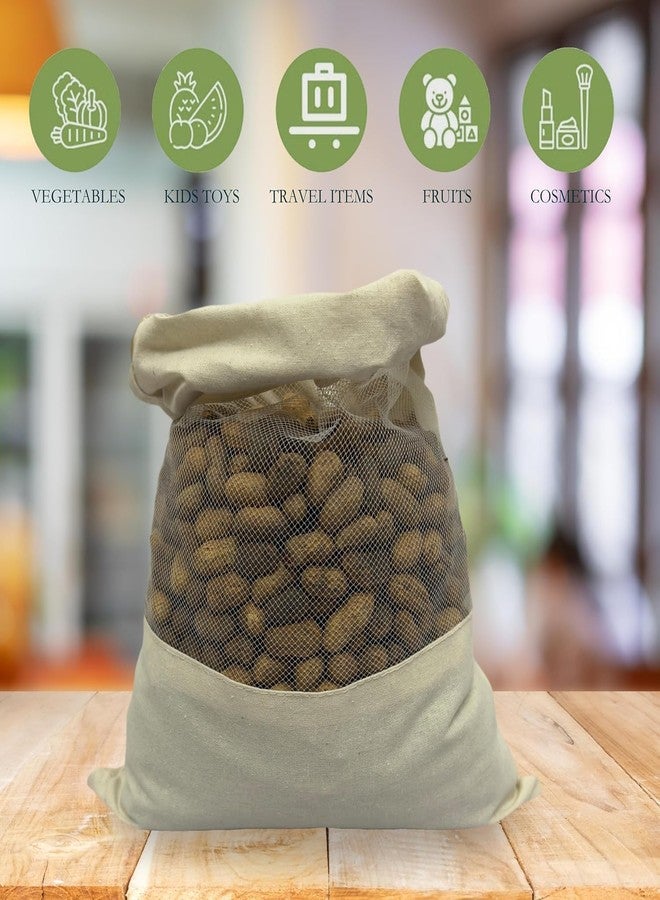 Kottify Pack of 12 Organic Cotton Reusable Produce Bags - Washable Muslin & Mesh Grocery Bags for Vegetables & Fruits | Eco-Friendly Cotton Storage Bags - Image 4