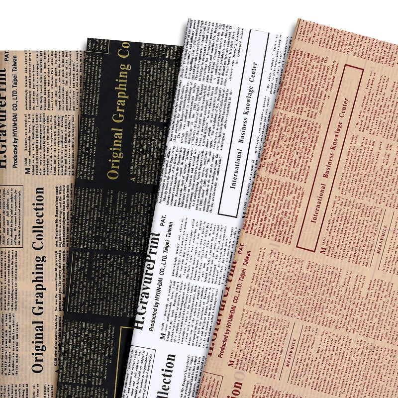 Whaline 90 Sheet Vintage Newspaper Tissue Paper Retro Old Newsprint Gift Wrapping Paper 137 x 196 Inch Kraft Magazine Newspaper Art Tissue Paper for Wedding Birthday Baby Shower Party Craft Decor