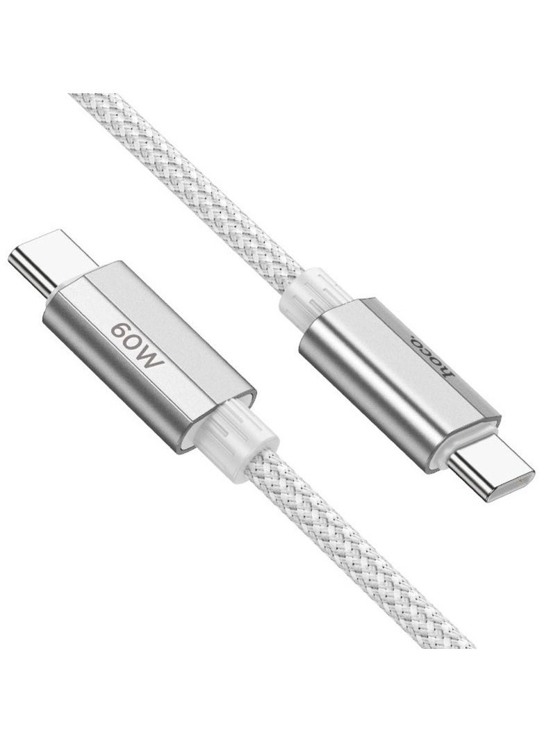هوكو - كابل بيانات هوكو U134 للشحن السريع، من USB C إلى USB C، توصيل طاقة 60 وات، 1.2 متر - رمادي - Image 1