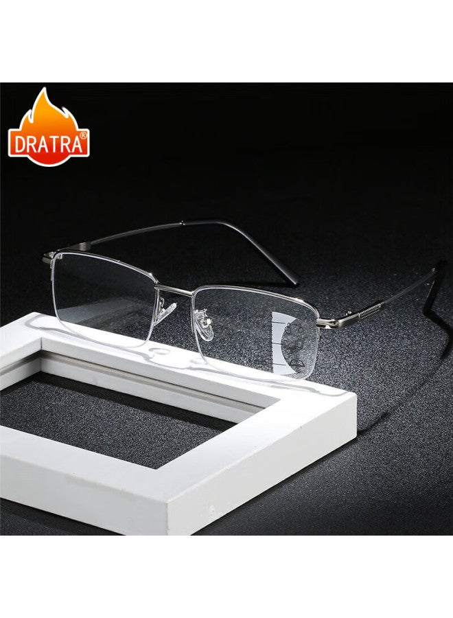 Dratra Hd Multifocal Progressive Blue Light Blocking Reading Gl Semi-rimless Ultra-light Uni Elderly Gl For Near And Far Vision