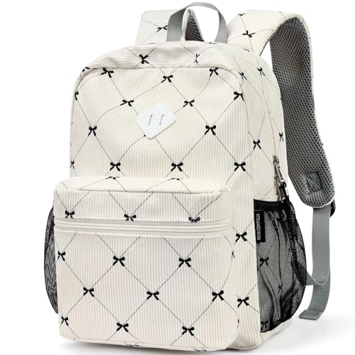 STEAMEDBUN Corduroy Kids Backpack for Girls Boys 38 Girls Backpack for Elementary Kindergarten Bow - Image 1