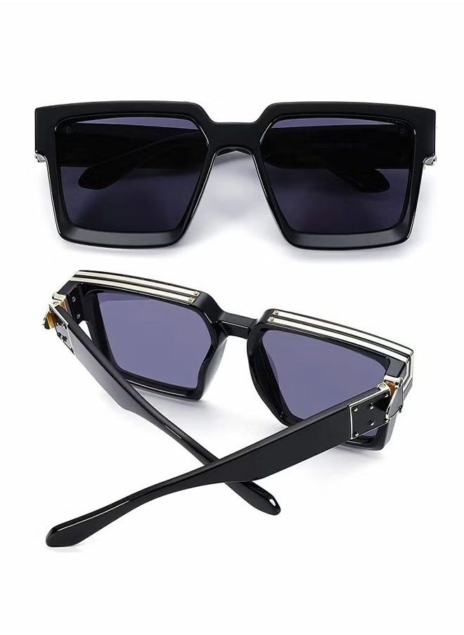 HY Square Oversized Sunglasses Women Men Thick Frame Rectangle Sun Glasses Stylish Eyeglasses Vintage Lightweight UV400 Protection for Shopping Outdoor Sport Hiking Fishing  - Image 2