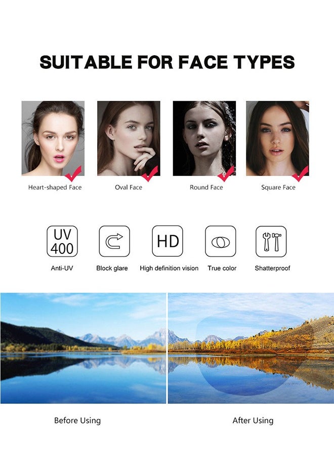 HY Square Oversized Sunglasses Women Men Thick Frame Rectangle Sun Glasses Stylish Eyeglasses Vintage Lightweight UV400 Protection for Shopping Outdoor Sport Hiking Fishing  - Image 4