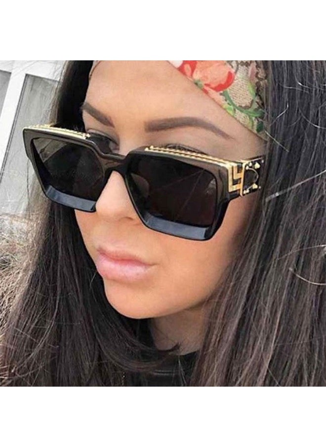 HY Square Oversized Sunglasses Women Men Thick Frame Rectangle Sun Glasses Stylish Eyeglasses Vintage Lightweight UV400 Protection for Shopping Outdoor Sport Hiking Fishing  - Image 3