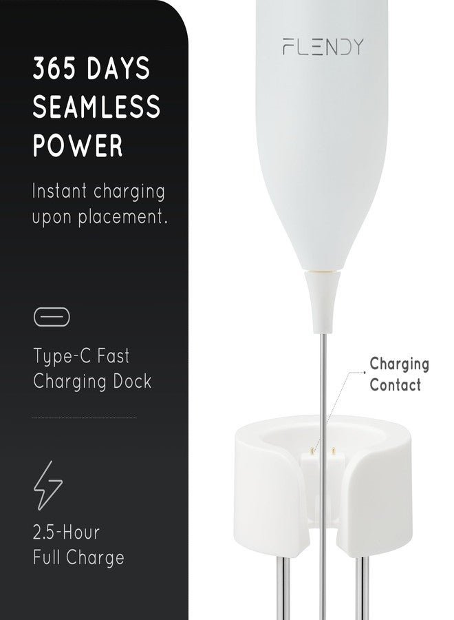 Flendy Rechargeable Milk Frother Handheld, Coffee Frother Handheld with USB-C Charging Stand, Electric Drink Mixer Handheld, Mini Electric Whisk Frother for Coffee, Matcha, etc - Image 5