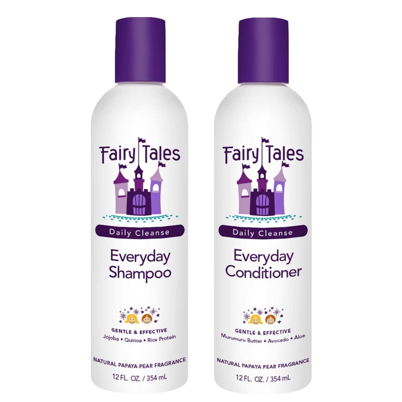 Fairy Tales Daily Cleanse Everyday Kids Shampoo + Conditioner set - Gentle Natural Defining, Tangle Free, Moisturizing and Hydrating Formula, Clean + Natural Ingredients - Paraben Free - 12 oz. (2PK) - Image 1
