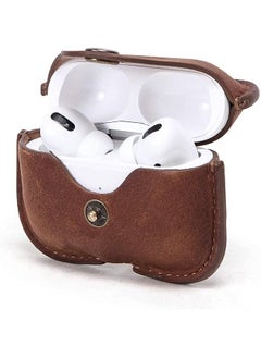 Luxury Genuine Cow Leather Case Airpods Pro For Airpod 3 Case With Keychain Protective Cover Waterproof Silicone Cover Airpods Accessories For Charging Case For Charging Box Brown