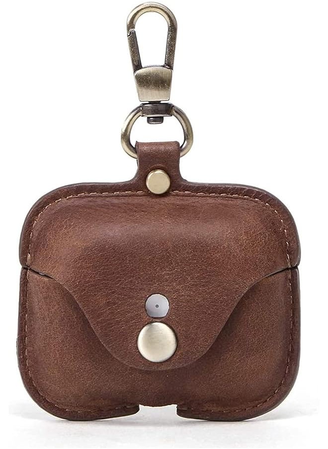 erorex - Luxury Genuine Cow Leather Case Airpods Pro For Airpod 3 Case With Keychain Protective Cover Waterproof Silicone Cover Airpods Accessories For Charging Case For Charging Box Brown - Image 1