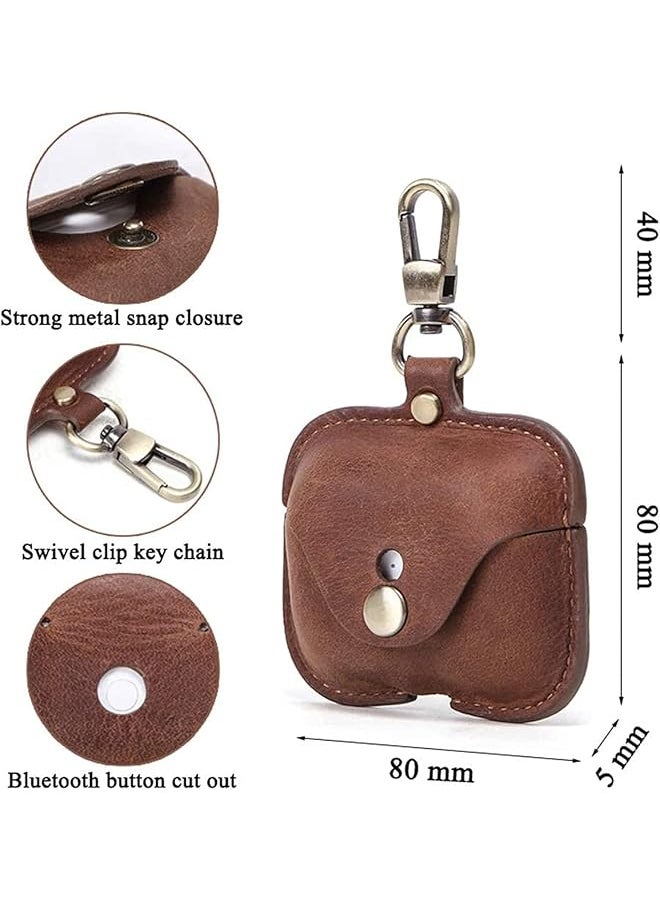 erorex - Luxury Genuine Cow Leather Case Airpods Pro For Airpod 3 Case With Keychain Protective Cover Waterproof Silicone Cover Airpods Accessories For Charging Case For Charging Box Brown - Image 1