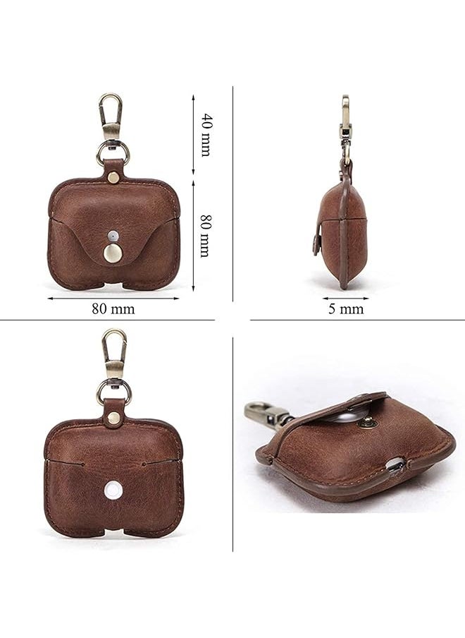 erorex - Luxury Genuine Cow Leather Case Airpods Pro For Airpod 3 Case With Keychain Protective Cover Waterproof Silicone Cover Airpods Accessories For Charging Case For Charging Box Brown - Image 1