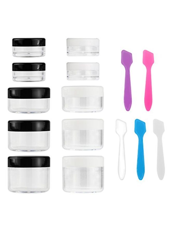 accmor 10 Pieces Makeup Travel Containers With Lids 3/5/ 10/15/ 20 Gram Size Cosmetic Jars With 5 Pieces Mini Spatulas For Gift(Random Color) - Image 1