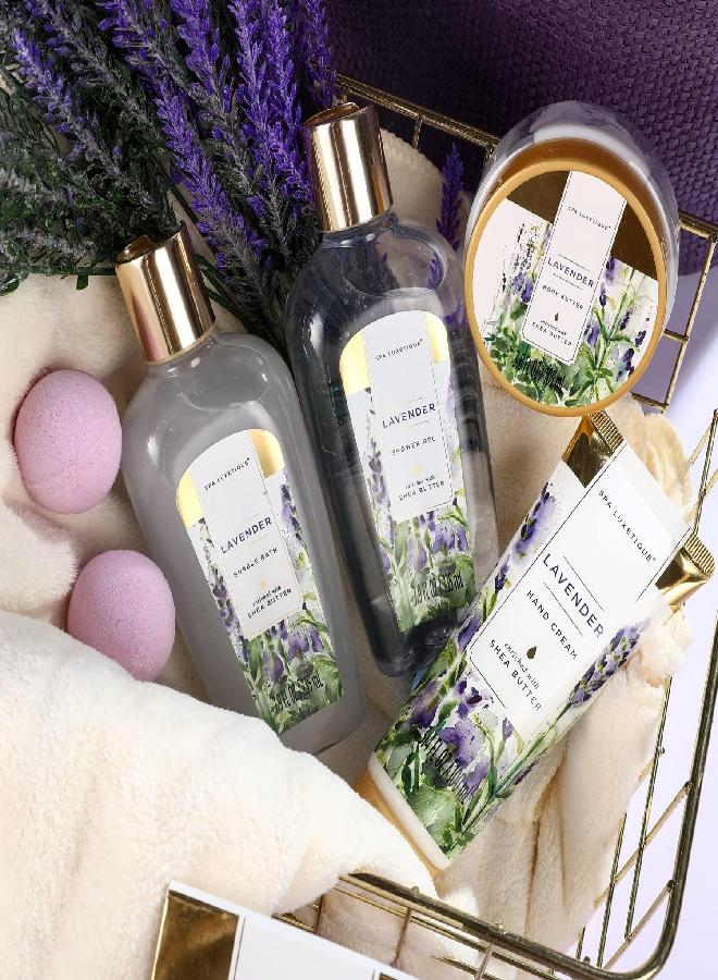 spa luxetique Spa Luxetique Gift Baskets for Women, Spa Gifts for Women - 10pcs Lavender Bath Gifts with Bath Bomb, Body Lotion, Bubble Bath, Relaxing Spa Baskets for Women Gifft, Birthday Gifts for Women Mom  - Image 3