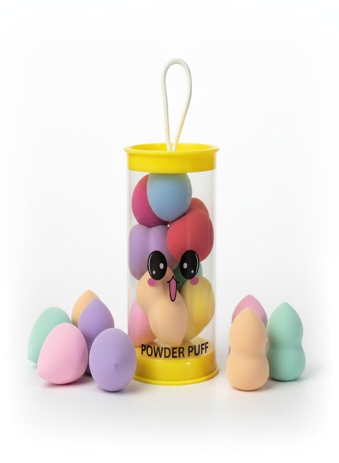 Glivia Powder Puff Makeup Sponge Set, Multicolor, Egg Shape, with Storage Container, 8 Pieces - Image 1