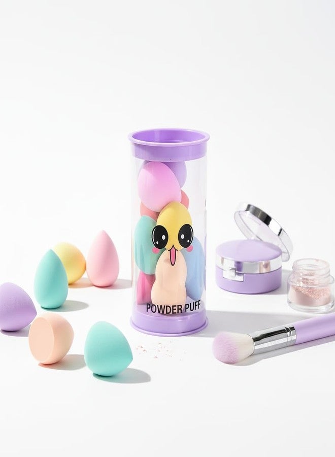 Glivia Powder Puff Makeup Sponge Set, Multicolor, Egg Shape, with Storage Container, 8 Pieces - Image 2