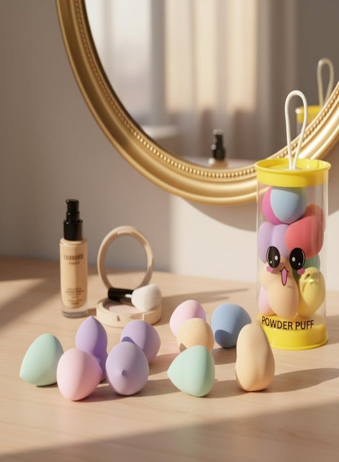Glivia Powder Puff Makeup Sponge Set, Multicolor, Egg Shape, with Storage Container, 8 Pieces - Image 4