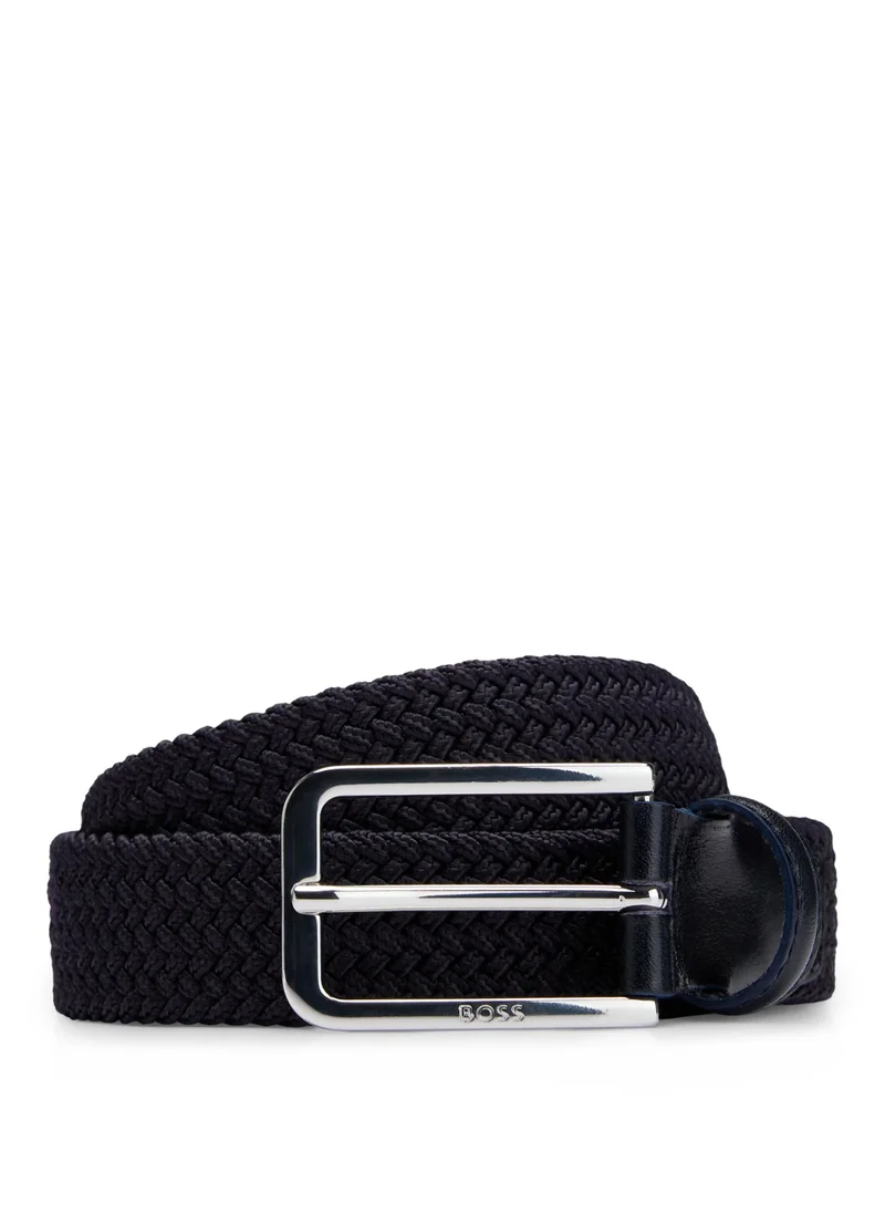 BOSS Woven belt with leather facings