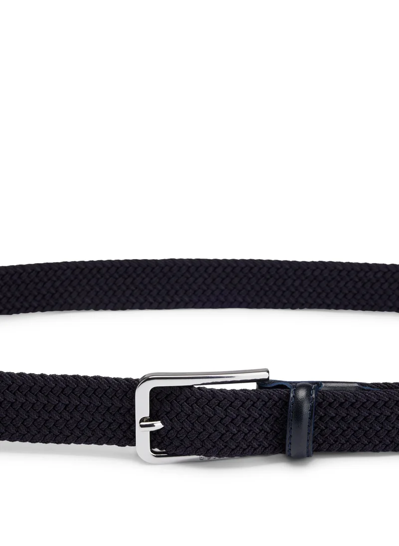 BOSS Woven belt with leather facings