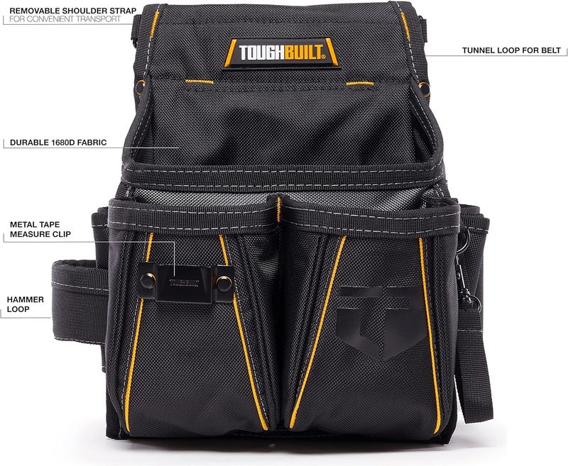 ToughBuilt â€“ Electrician Pouch, Heavy-Duty Tool Pouch, 13 Pockets and Loops, Tape Measure Clip, and Reinforced 1680D Fabric for Electricians, and Professional Jobsite Organization (TB-314-2) - Image 3