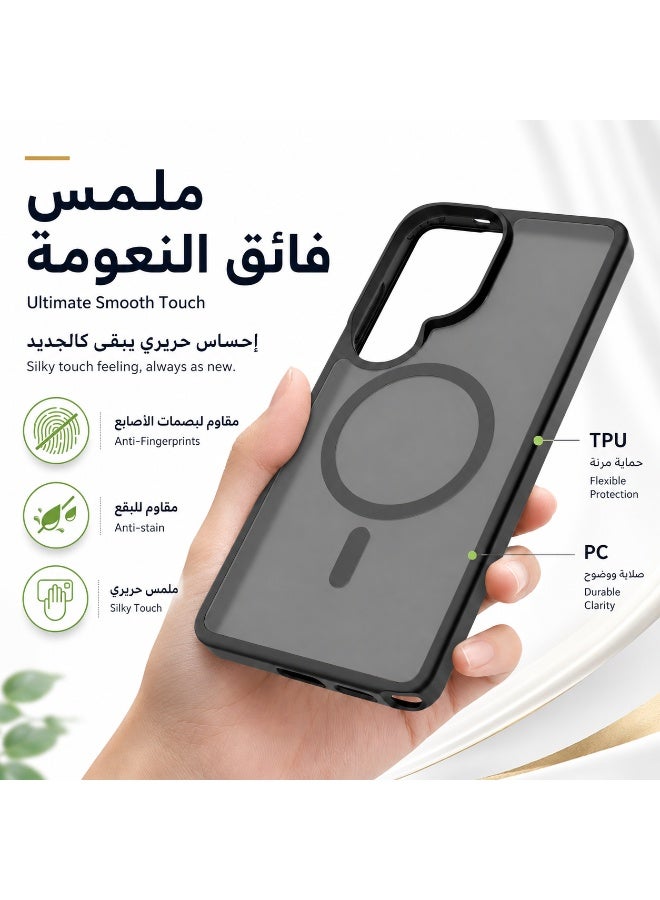 ORYXA Galaxy S26 Ultra Case, 2 IN 1 Magnetic Phone Cover + Screen Protector, For Samsung Galaxy S26 Ultra, Compatible with MagSafe, Translucent Matte Shockproof Cover, Slim Full Protection, Black - Image 3
