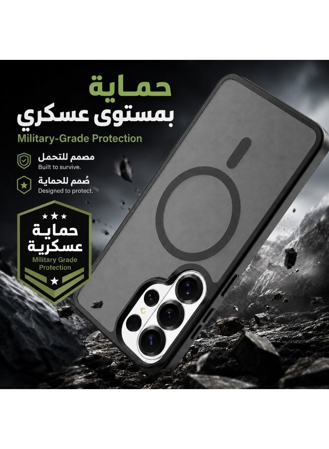 ORYXA Galaxy S26 Ultra Case, 2 IN 1 Magnetic Phone Cover + Screen Protector, For Samsung Galaxy S26 Ultra, Compatible with MagSafe, Translucent Matte Shockproof Cover, Slim Full Protection, Black - Image 5