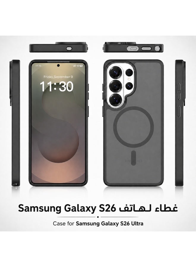 ORYXA Galaxy S26 Ultra Case, 2 IN 1 Magnetic Phone Cover + Screen Protector, For Samsung Galaxy S26 Ultra, Compatible with MagSafe, Translucent Matte Shockproof Cover, Slim Full Protection, Black - Image 2