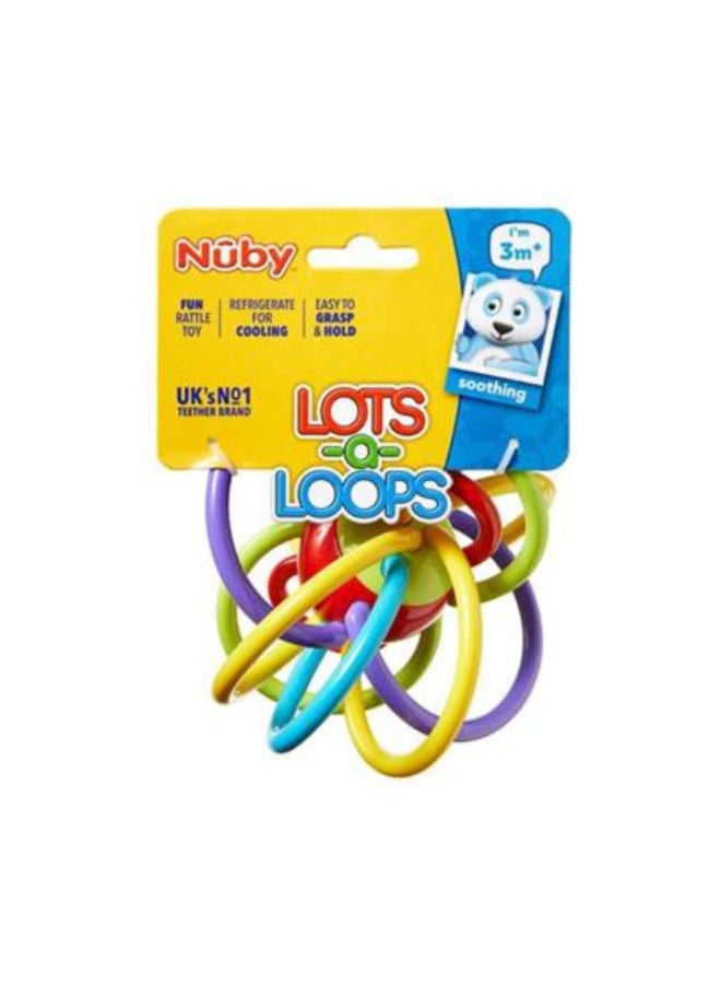 Nuby Lots of Loops Teether Toy, Multi-Texture Baby Teething Ring for Gum Relief, Easy Hold Sensory Development Toy for Infants and Toddlers, Assorted - Image 5