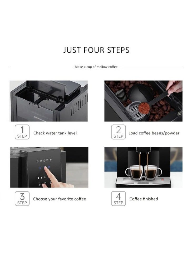 ecoffee - automatic coffee maker, 19 bar espresso coffee maker with coffee grinders and LCD touch screen 1200 W - Image 1