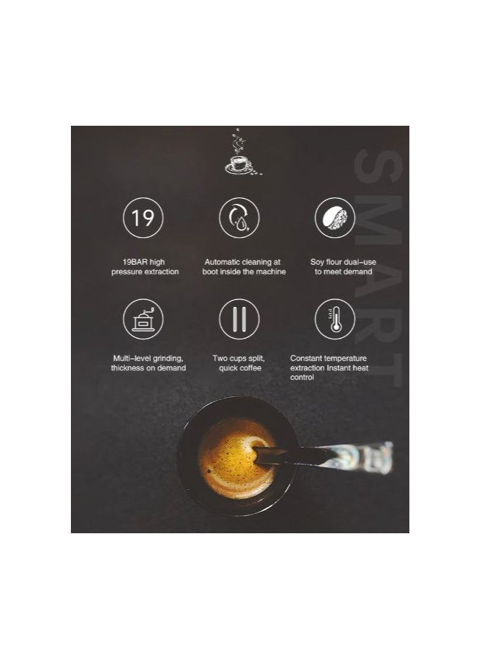 ecoffee - automatic coffee maker, 19 bar espresso coffee maker with coffee grinders and LCD touch screen 1200 W - Image 1
