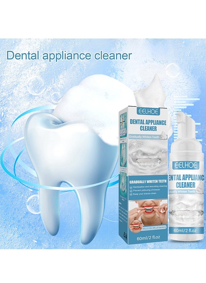 EELHOE - Dental Appliance Cleaner, Denture Cleaning Foam Aligner Retainer Cleaning Foam for Night Mouth Guard False Teeth Cleaning 60ml - Image 1