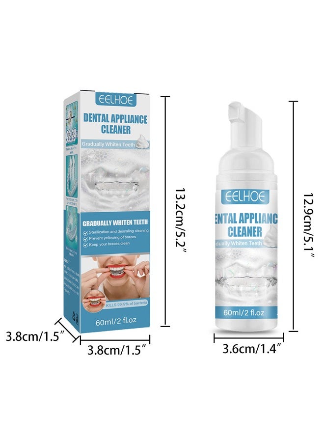 EELHOE - Dental Appliance Cleaner, Denture Cleaning Foam Aligner Retainer Cleaning Foam for Night Mouth Guard False Teeth Cleaning 60ml - Image 1
