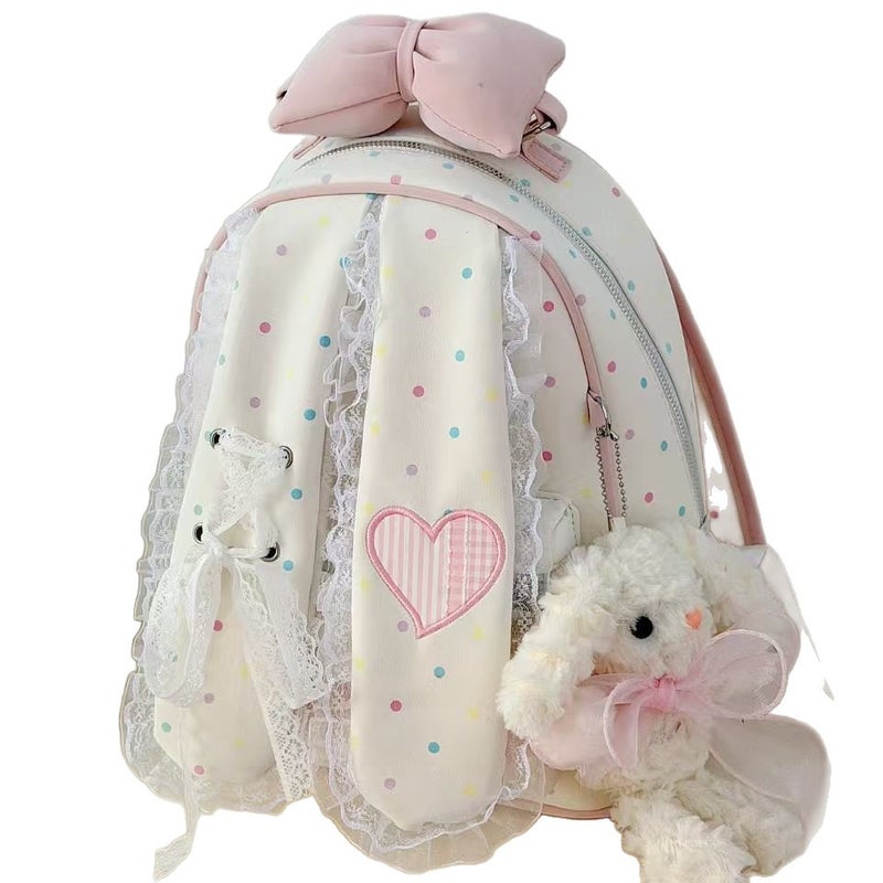 Rabbit Ear Backpack with Lace and Polka Dot - Image 5