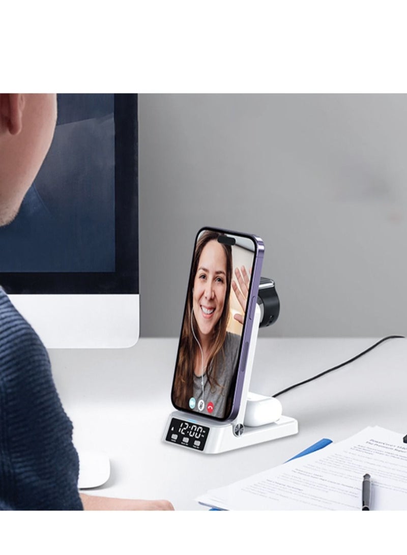 Captaintech 3-in-1 Wireless Charger ,25W with Clock Alarm Clock ,Multifunctional Desktop Folding Wireless Quick Charge Base - Image 3