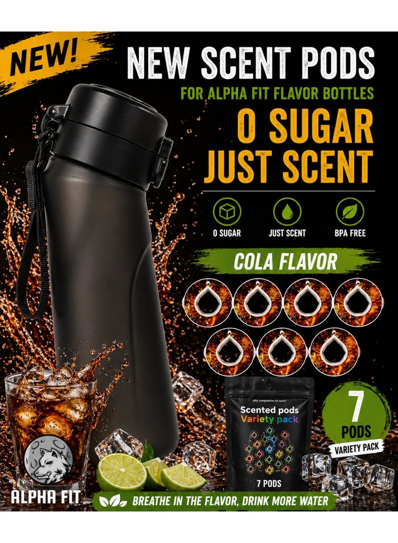 Alpha Fit PRO 750ml Premium Matte Water Bottle with 7-Pack Cola Pods Value Set - Image 1