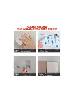 JS JS Stainless Steel Towel Holder, Self Adhesive No Drill Towel Rack, Wall Mounted Hand Towel Bar for Bathroom and Kitchen, 40 cm / 15.75 Inch, Sliver  - Image 5