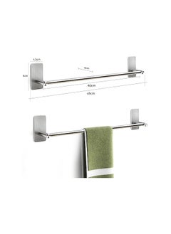 JS JS Stainless Steel Towel Holder, Self Adhesive No Drill Towel Rack, Wall Mounted Hand Towel Bar for Bathroom and Kitchen, 40 cm / 15.75 Inch, Sliver  - Image 3