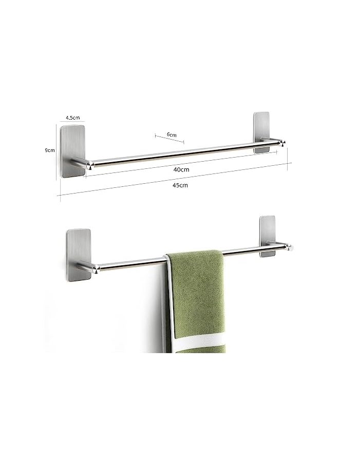 JS JS Stainless Steel Towel Holder, Self Adhesive No Drill Towel Rack, Wall Mounted Hand Towel Bar for Bathroom and Kitchen, 40 cm / 15.75 Inch, Sliver  - Image 3