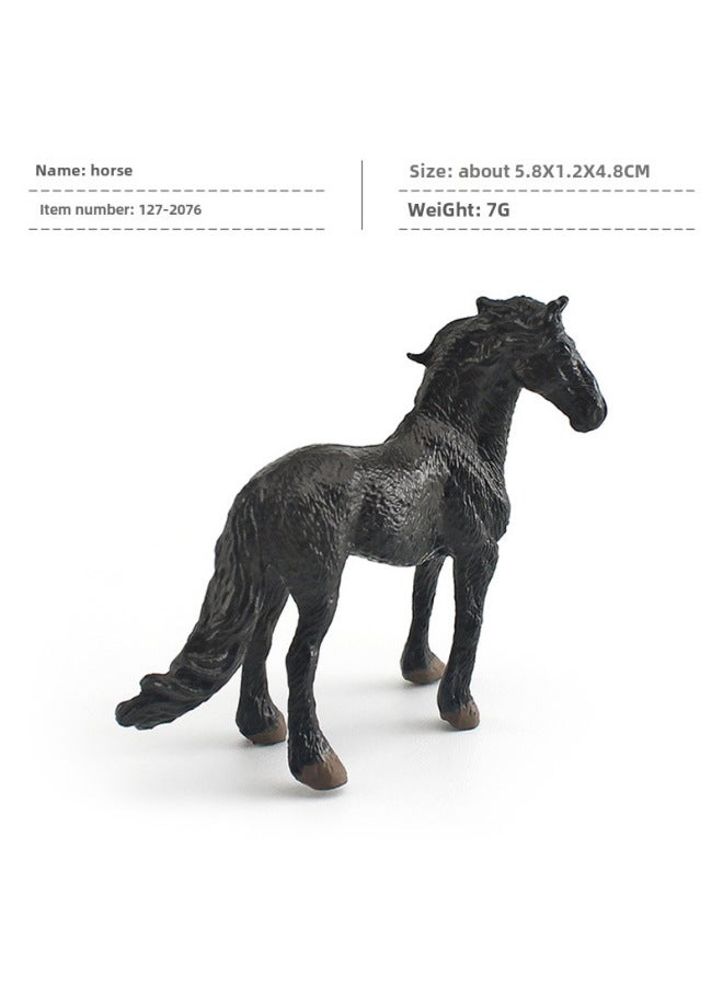 Miniature Static Model Set World Famous Horses Including Quarter Horse Shetland Pony Morgan Horse Friesian-Color:zq20x76 Fries Stallion 6G  - Image 1