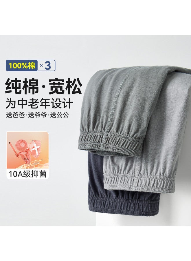 Fenton Plus Size 100% Cotton  Loose Anti-chafing Underwear For Middle-aged & Elderly Men - 3 Pack (pure Cotton) - Image 3