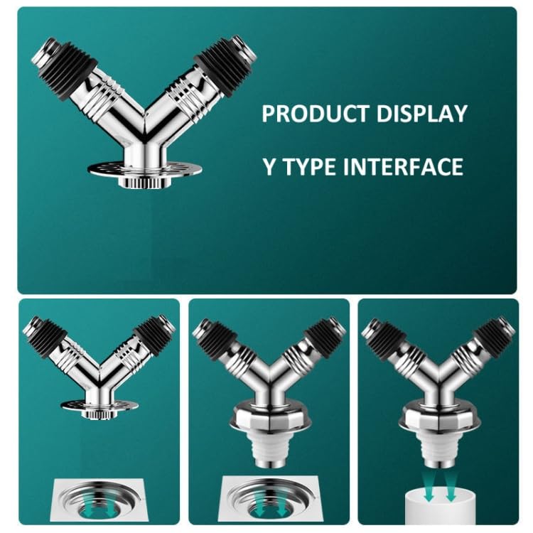 Dayish Anti Overflow Water Floor Drain with Easy Connector for Washing Machine Outlet Pipe, Deodorant Joint Elbow for Pipe - Silver (Y-Model, with Coupling) - Image 5