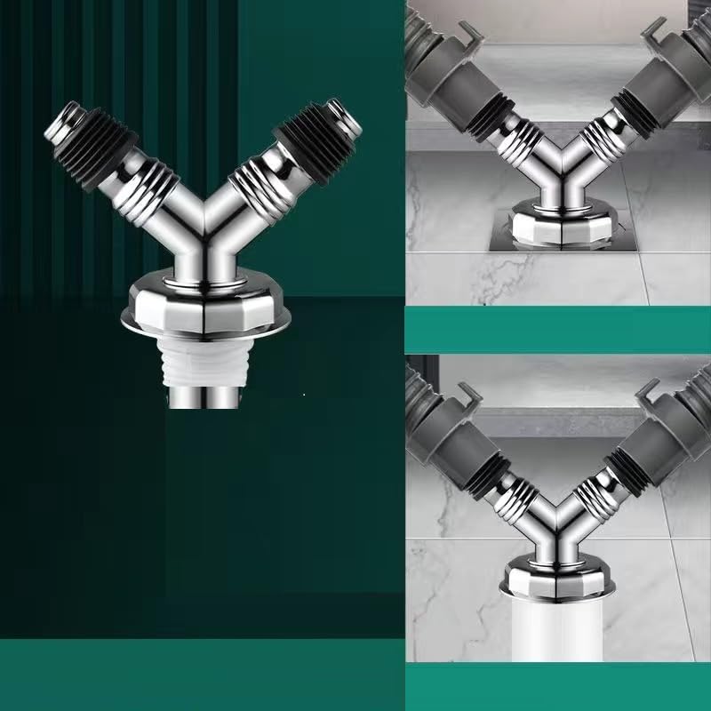 Dayish Anti Overflow Water Floor Drain with Easy Connector for Washing Machine Outlet Pipe, Deodorant Joint Elbow for Pipe - Silver (Y-Model, with Coupling) - Image 3