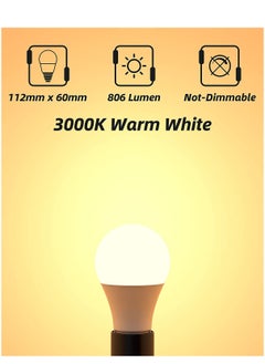 Y&D LED Light Bulbs 60 Watt Equivalent, 9W Daylight White 3000K Non-Dimmable, A19 E27 Standard Medium Base, 25000 Hour Lifetime, 806 Lumen, Pack of 3, Warm  - Image 2