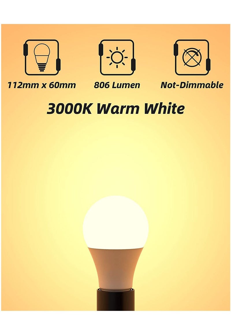 Y&D LED Light Bulbs 60 Watt Equivalent, 9W Daylight White 3000K Non-Dimmable, A19 E27 Standard Medium Base, 25000 Hour Lifetime, 806 Lumen, Pack of 3, Warm  - Image 2