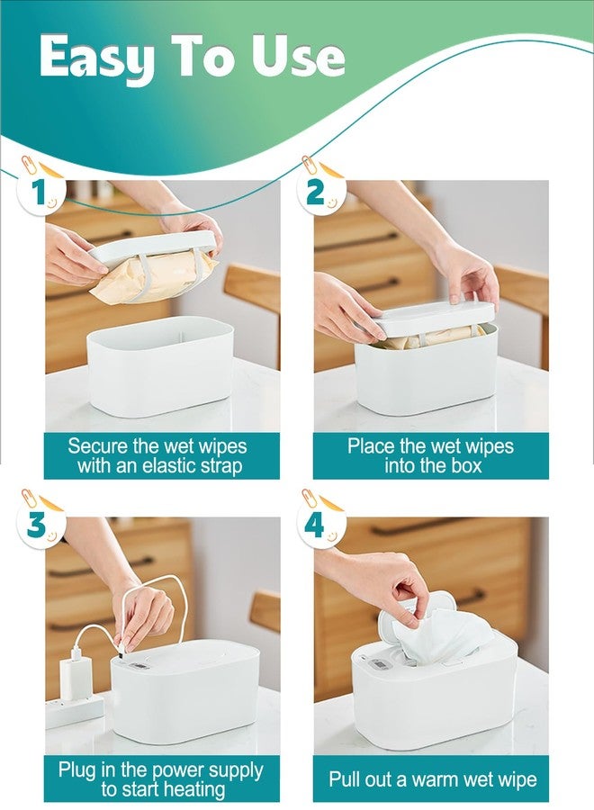 banapoy Baby Wipe Warmer, Portable USB Powered Baby Wet Wipes Dispenser Holder with Temperature Control, Paper Towel Heater for Home, Car, Travel (White) - Image 3