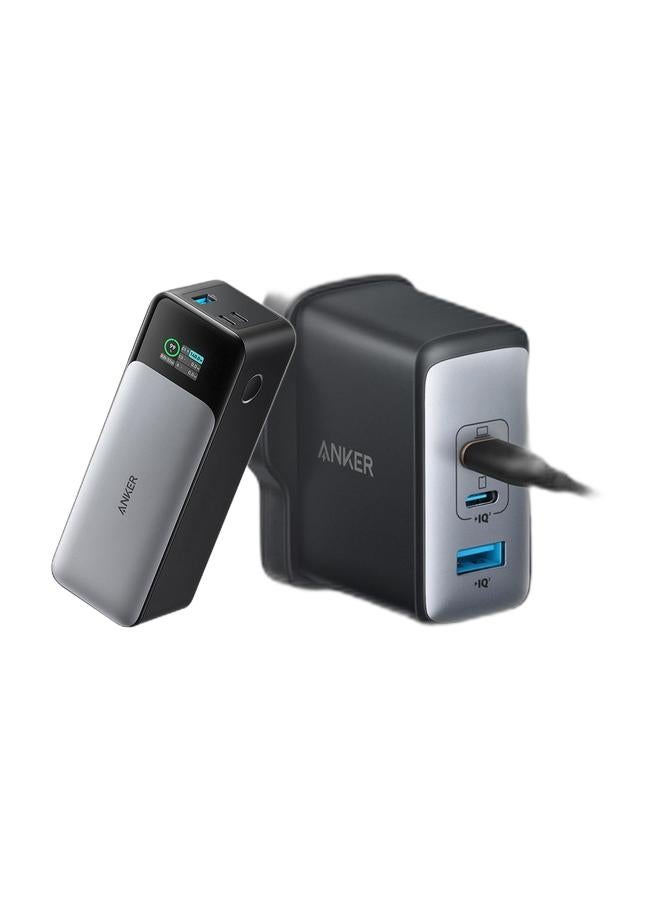 Anker 737 Power Bank (PowerCore 24K), 24,000mAh 3-Port Portable Charger with 140W Output, Smart Digital Display, Compatible with MacBook Pro/ Air, iPhone 17/16 Series, Samsung, Huaiwei, Dell & USB C Plug, 100W USB C Charger, 736 Charger (Nano II 100W), 3-Port Fast Compact Wall Charger for MacBook Pro/Air, Google Pixelbook, ThinkPad, Dell XPS, iPad Pro, Galaxy S22/S20, iPhone 13/ProBundle - Image 1