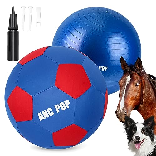 ANC POP Herding Ball for Dogs Horse Ball Cover 25 for Horses Large with Hand Pump for Play Blue and Red - Image 1