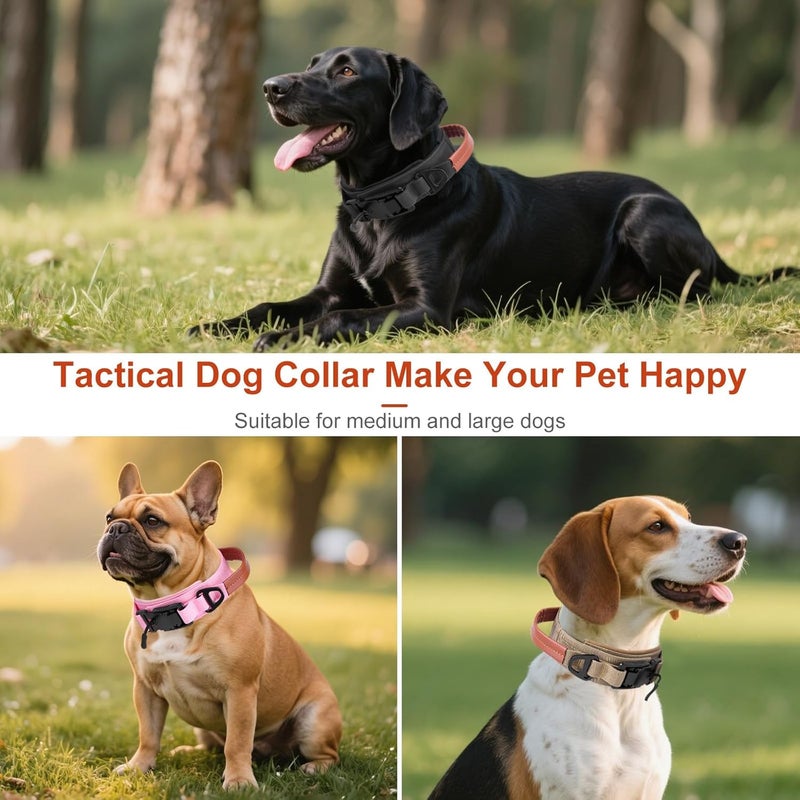 PINKE Tactical Dog Collar, Military Dog Collars with Leather Handle and Upgraded Magnetic Metal Buckle, Heavy Duty Padded Wide Dog Collars, Adjustable Pet Collar for Medium Large Dogs Training, L - Image 4