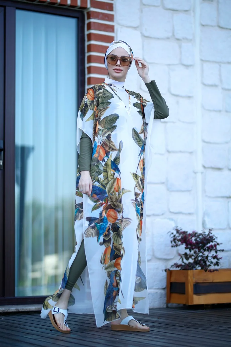 Remsa Mayo Modest Swimsuit Patterned Kaftan Pareo Brazilian