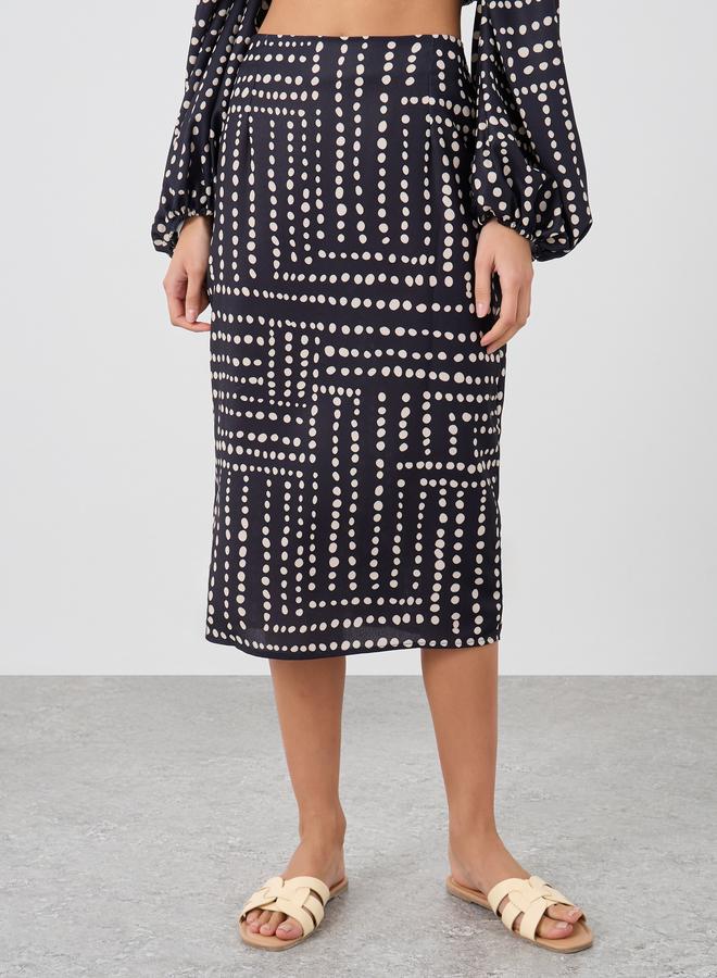 Styli All-Over Print Straight Hem Knee-Length Skirt - Image 2